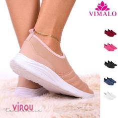 Tênis feminino meia calce fácil slip on leve flexível confortável para