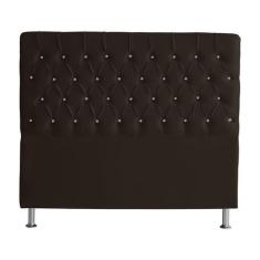 Cabeceira de Cama Box Paris Queen 160 cm Botão Strass Suede Marrom Eli