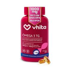 Ômega 3 1000mg Rico em EPA DHA com Selo IFOS e Vitamina E - 60 cápsulas Vhita