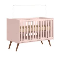 Berço Mini Cama Infantil Q Charm 70cm Com Rodízios e Mosqueteiro - Éde