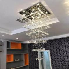 Lustre de cristal para pé direito duplo com 2,10 m de altura base de i