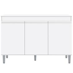 Balcão Gabinete De Pia Sem Tampo 120Cm 3 Portas Manu Branco