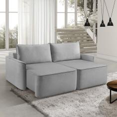 Sofá Retrátil 260cm 4 Lugares Moon 2323 Estofart Cinza