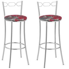 Kit 2 Banquetas Cromadas Bc51-a E509 Cromado-vermelho