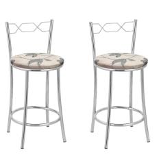 Kit 2 Banquetas Cromadas Bc51-c - E516 Cromada-bege