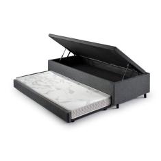 Bicama Com Baú Solteiro Reforçado Em Linho 88x188cm Cinza