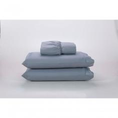 Jogo Lençol 400 Fios Ponto Palito Cama Casal 3pçs Poliéster - Cinza