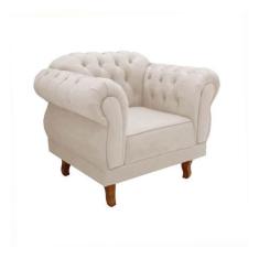 Poltrona Decorativa Chesterfield Capitonê Elisabeth Suede Nude - Novo 