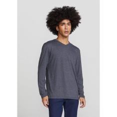Camiseta Básica Masculina Manga Longa Decote V World-Masculino