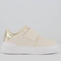Tênis Klin Sky Infantil Off White e Dourado-Unissex