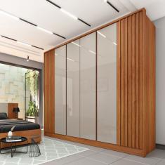 Guarda Roupa Casal Barcelona 6 Portas de Bater 6 Gavetas MDP-MDF Cinamomo-Off White Tcil Móveis