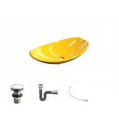 Kit Cuba L45 C/Válvula Click 1 1/2'' (4,0cm) + Sifão Cromado + Flexível Amarelo