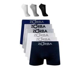Kit 8 Cuecas Boxer Zorba Algodão Sortida + 3 Pares Meia Ted Socks