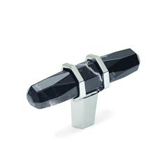 Amerock BP36647MBKPN Puxador de armário Carnie, 64 mm de comprimento, mármore preto/níquel polido