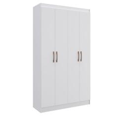 Guarda Roupa Solteiro Multiuso Dueto 90cm 4 Portas Branco Doripel