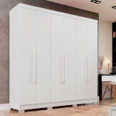 Guarda-roupa Casal Com Pé 6 Portas 2 Gavetas Recife Sallêto Branco