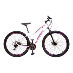 Bicicleta Feminina Aro 29 Ksw Mwza 24v Câmbios Shimano Garfo Suspensão Branco-pink-violeta 17