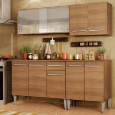 Cozinha Completa Madesa Emilly Box com Balcão e Armário Vidro, Rustic