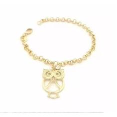 Pulseira Coruja Pedagogia Pedagoga Professora Folheado 18k - Milena Fo