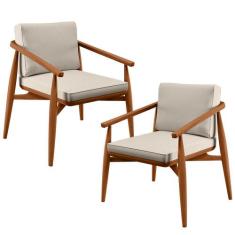 Kit 02 Poltronas Decorativas Sala de Estar com Cintas de Material Sint