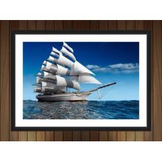 Quadro Decorativo Navio Embarcação Decorações Com Moldura - Vital Quad