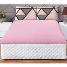 Jogo Cama Lençol Shine Casal 3Pçs Geométrico Rosa - Casa Scarpa