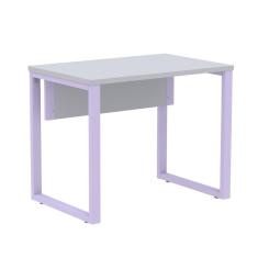 Mesa Escritório P25 TUB Pandin 90 cm (Larg) Tampo MDP Cinza Pé Aço Tubular Lilás
