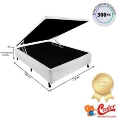 Cama Box Baú Castor Casal Viúva 128x188x41 - Maior  Resistência - Dura