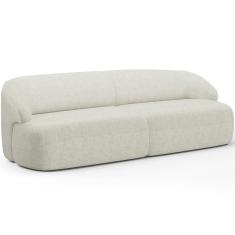 Sofá 3 Lugares Curvo Orgânico Para Sala Living 220cm Barolo L06 Linho Cru - Lyam Decor