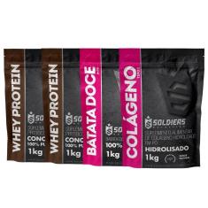 Kit: Whey Protein Concentrado 2Kg + Batata Doce Em Pó 1Kg + Colágeno Hidrolisado 1Kg - 100% Importad-Unissex