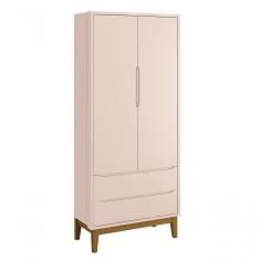 Guarda-roupa Retrô 2 Portas Classic New Rosa Fosco Com Madeira - Reller