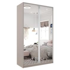 Guarda-Roupa Solteiro com Espelho Zermatt 100% MDF  2 Portas 3 Gavetas Bege