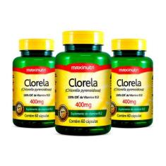 Kit 03 Clorela Rica Em Vitamina B12 60 Cápsulas Maxinutri