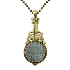 DIYthinker Colar têxtil com forro de caubói jeans e pingente de música de guitarra antiga