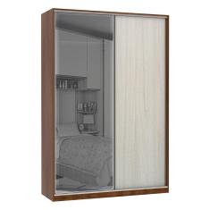 Guarda Roupa 2 Portas de Correr Alumínio Inox com Vidro Reflecta Prata 159 cm Prime Luciane Móveis