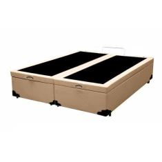 Cama Box Baú Casal Bipartido Sintético Bege