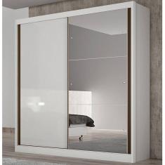 Guarda Roupa Solteiro com Espelho 2 Portas 3 Gavetas Toronto Novo Horizonte Branco
