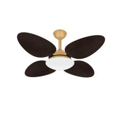 Ventilador Teto Trevo 4 Pás Palha Dourado Quarto Ventax 110V
