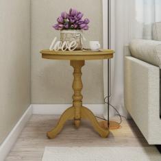 Mesa Lateral Redonda Madeira Maciça Aconchego Artemobili Mel