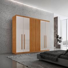 Guarda-roupa 6 Portas e 4 Gavetas 100% Mdf Premier Naturale/Off White