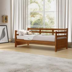 Sofá Cama Vintage Enjoy Mona Madeira com Colchão Castanho Acompanha Ni