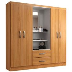 Guarda Roupa Capelinha Evidencia Solteiro com Espelho 4 Portas 2 Gavet