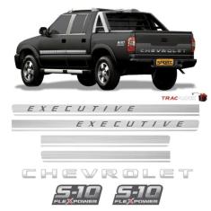 Kit Adesivos Faixas S10 Executive Preta Flex Power Vermelho - SPORTINO