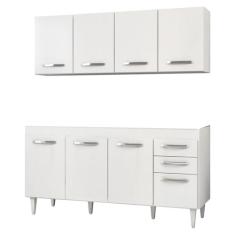 Armário Aéreo Panamá e Balcão Gabinete de Pia Áustria 160cm Branco - L