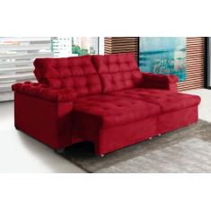 Sofá New Austrália 2,50 metros Retratil e Reclinavel SuedeVermelho  So
