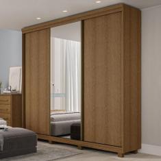 Guarda Roupa Casal 3 Portas de Correr Espelho Rimo New Honduras - Móve