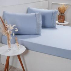 Jogo de Cama Solteiro Broderie 2 Pçs Bordado Inglês 88x188x30cm