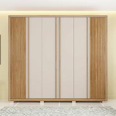 Guarda-roupa Casal Suburban Ripado 6 Portas 6 Gavetas e Pés Espresso Móveis Buriti/Off White