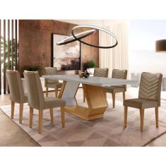 Sala de Jantar Alvorada com 6 Cadeiras Liz MDF Rufato, Vel. Capuccino 