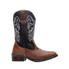 Bota Texana Country Infantil Texas Gold de Couro Delegada, 25, Café